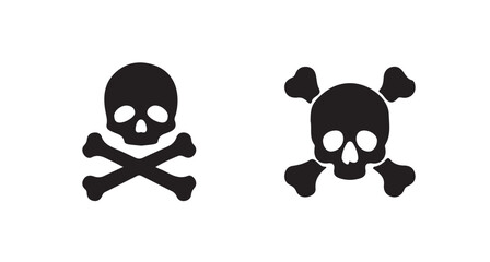 Skull and crossbones icon, Death symbol, danger or poison icon, skull icon vector art silhouette design, vector illustration eps 10.