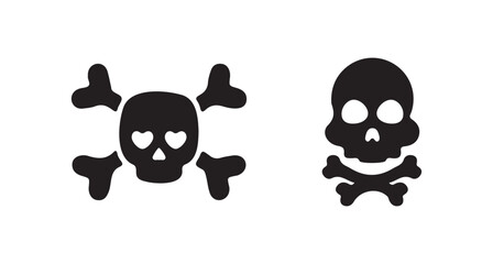 Skull and Crossbones emblem on a white background, triangular caution sign depicts a black skull, vector illustration eps 10.