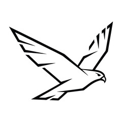 Soaring Falcon A Sleek Linear Depiction of a Bird in Flight