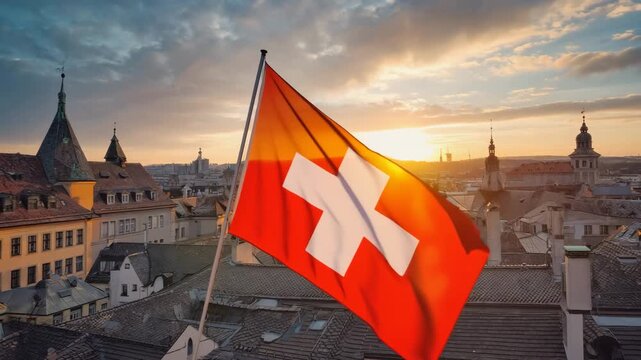 waving flag of switzerland