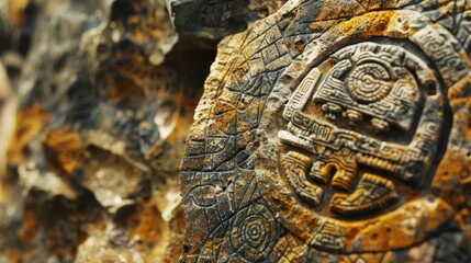 Detailed texture of ancient stone carvings background