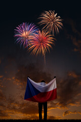 Girl with National flag of Czech Republic on Independence day