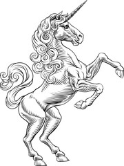 Heraldic Coat of Arms Crest Rearing Unicorn