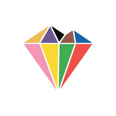 Colorful Geometric Mountain Diamond Gem Stone Icon Symbol Illustration Design