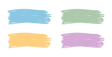 Set of colorful handdrawn brush strokes isolated on white background, flat vector illustration