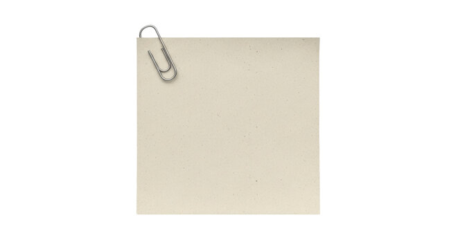 Isolated memo note clipped with metal clip, ready for message, office work or school