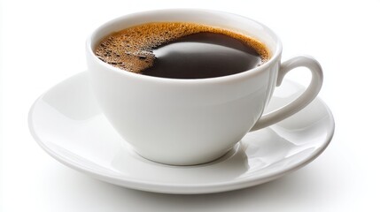 Fototapeta premium Cup of coffee on white background for café design, branding or menu ideas