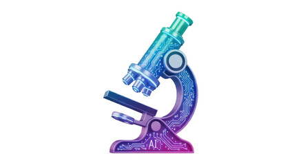 Colorful Microscope Illustration with Blue and Purple Gradient.