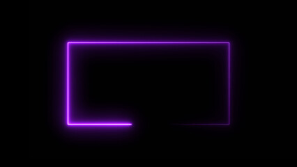 Abstract glowing purple neon rectangle shape icon illustration background 4k.