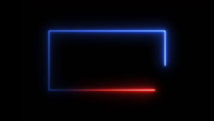 Abstract glowing neon rectangle shape icon illustration background 4k.