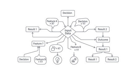 Hand-Drawn Flowchart Illustrating Data Processing and Decision-Making.