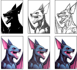 Spooky bat monster drawing for Halloween artwork, horror fantasy poster, tattoo sketch, gaming character, and dark gothic illustration