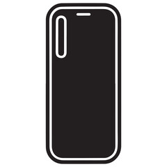 Mobile phone silhouette icon simple smartphone design on transparent background

