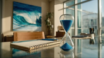 Modern hourglass on desk