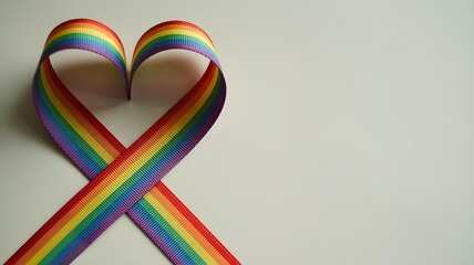 Rainbow ribbon shaped into a heart and crossed in awareness form symbolizing LGBTQ pride neurodiversity autism ADHD support mental health inclusion and emotional empowerment