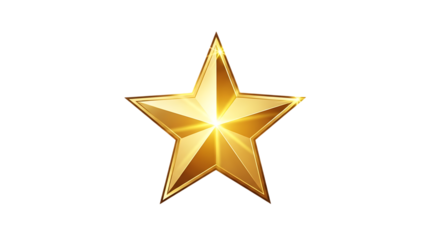 Radiant golden star with glowing light and sharp points isolated on dark backdrop