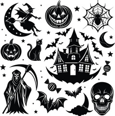 halloween vector illustration set