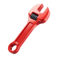 A bright red adjustable wrench tool with a textured grip isolated on white background