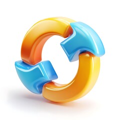 Three interlocking arrows forming a circular recycling symbol isolated on white background