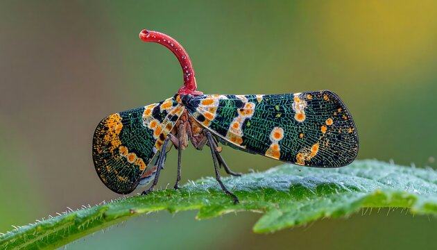 Colorful insect on leaf