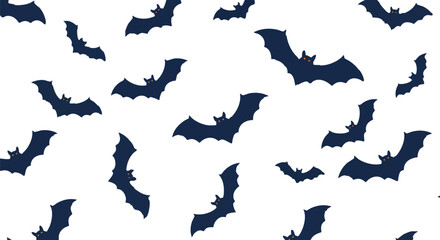 Seamless Pattern of Flying Bat Silhouettes