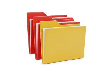 3d Rendering of Red and Yellow Folders Isolated on White Background