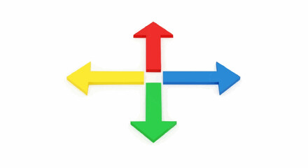 Guide Your Business Forward with These Vibrant Arrows Pointing Every Way, Showing Growth Direction and Potential Navigation, Ideal for Strategy and Planning