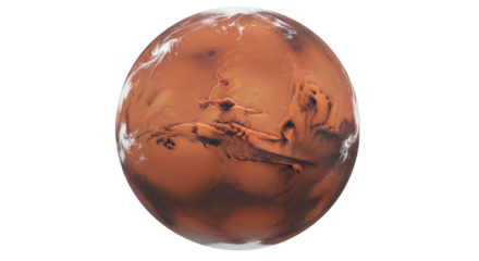 Isolated Martian Globe A Depiction of the Red Planet Mars Geological Features and Atmospherics