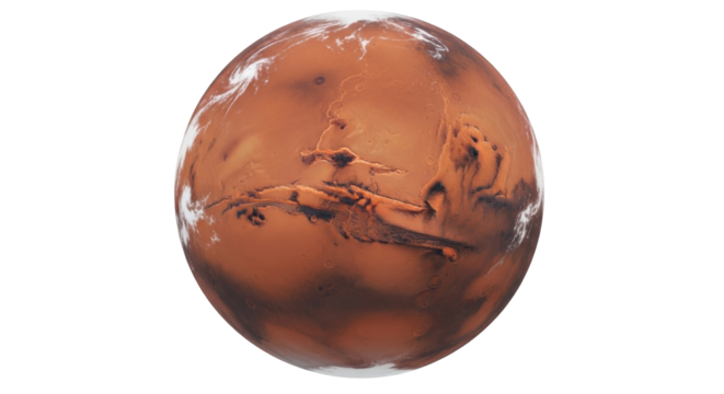 Isolated Martian Globe A Depiction of the Red Planet Mars Geological Features and Atmospherics