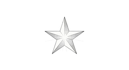 Fototapeta premium Versatile shining silver five-pointed star graphic on white, ideal for symbolic representation, celebration, or spiritual remembrance.
