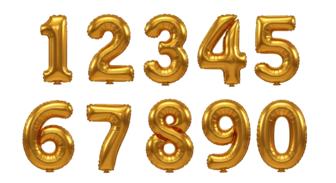 Gold Foil Balloon Numbers 0-9 Set balloons numeral