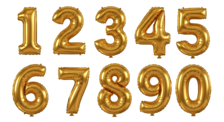 Gold Number Balloons 0-9 graphic design