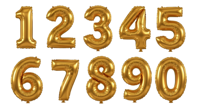 Gold Number Balloons 0-9 graphic design