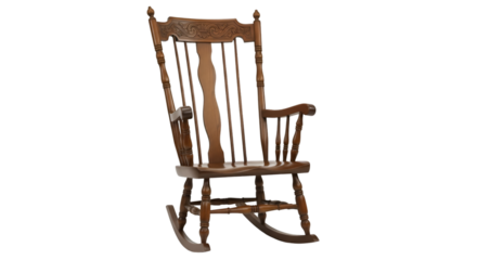 Antique wooden rocking chair with intricate carving