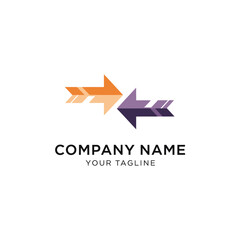 Abstract logo design featuring two arrows pointing towards each other, representing connection and exchange.