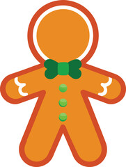 Festive Gingerbread Man Cookie with Bow Tie and Button Decorations Illustration