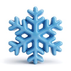 A single light blue six pointed snowflake ornament isolated on a clean white background isolated on white background
