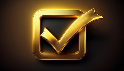 golden checkmark inside square tick yellow