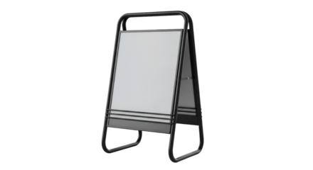 Black A-frame sign holder with blank white display