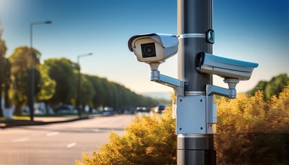 advanced speed monitoring camera system mounted on a pole outside