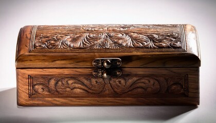 close up of wooden carving box