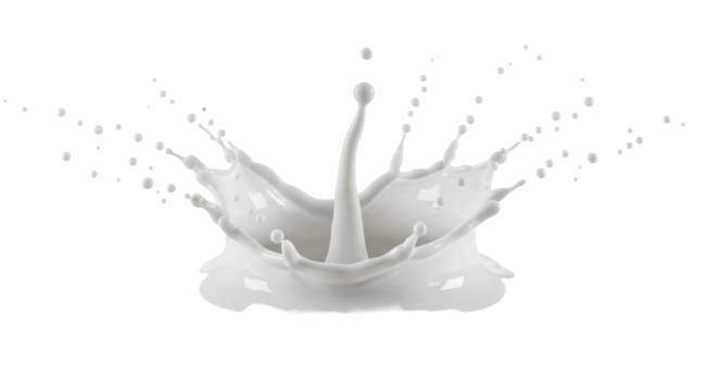 Isolated splashing milk crown, fluid photography of falling liquid, beverage food moment