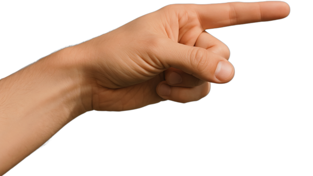 male hand showing something isolated on white