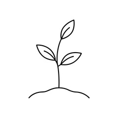 Simple line drawing of a sprouting plant silhouette