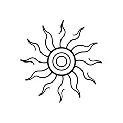 Outline drawing of a sun with wavy rays silhouette