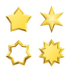 Golden vector star. 3 d illustration icon.