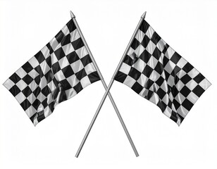 Fototapeta premium Two Crossed Checkered Racing Flags Isolated on White background 