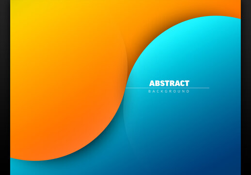Abstract darkual Color Geometric Background with Overlapping Orange and Blue Circles