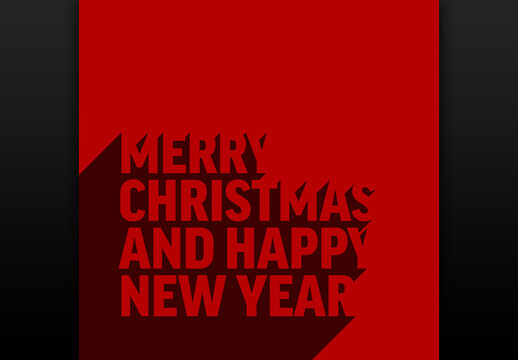 Merry Christmas and Happy New Year Red Greeting Card