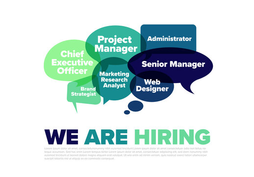 We Are Hiring: Job Roles in Speech Bubbles Simple Minimalist flyer banner social media status template